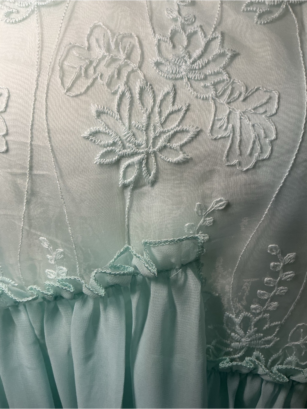 Soolinen Nwt Mint Green Embroidered Midi Dress Xl Sheer Layered Cottagecore — image 8 of 8